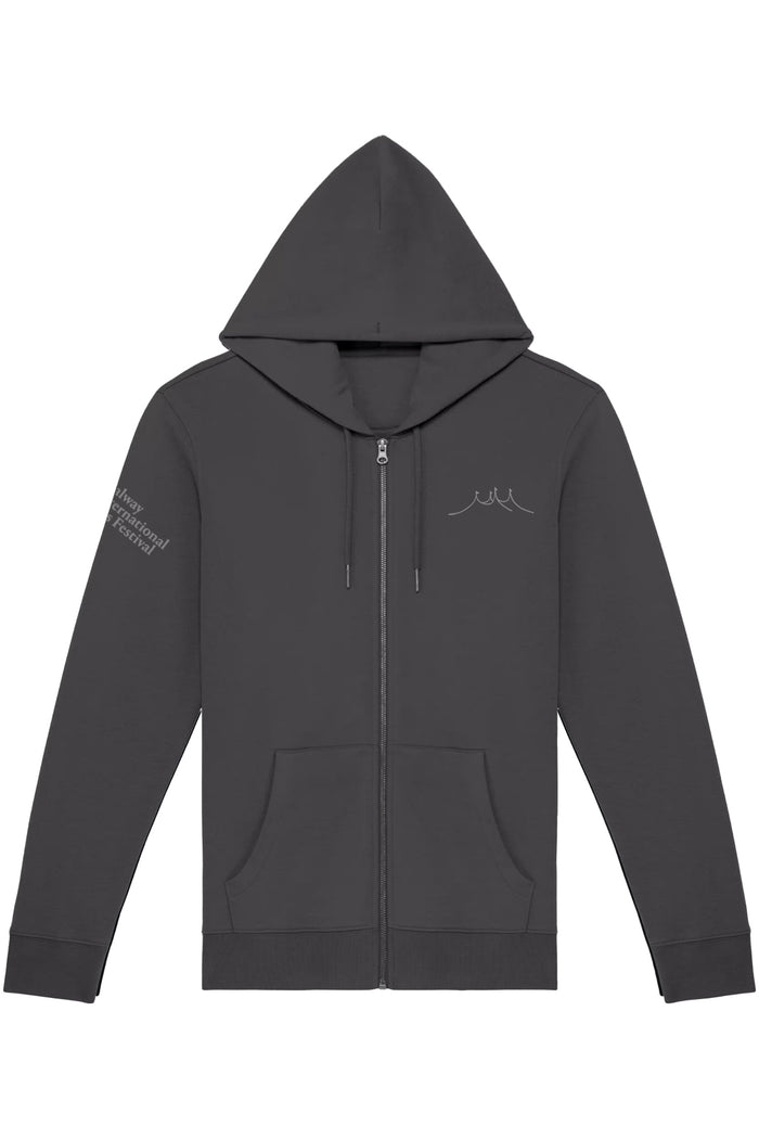 2025 Grey Organic Full Zip Big Top Logo Hoodie (Unisex)