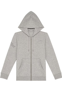 2025 Grey Heather Organic Full Zip Big Top Logo Hoodie (Unisex)